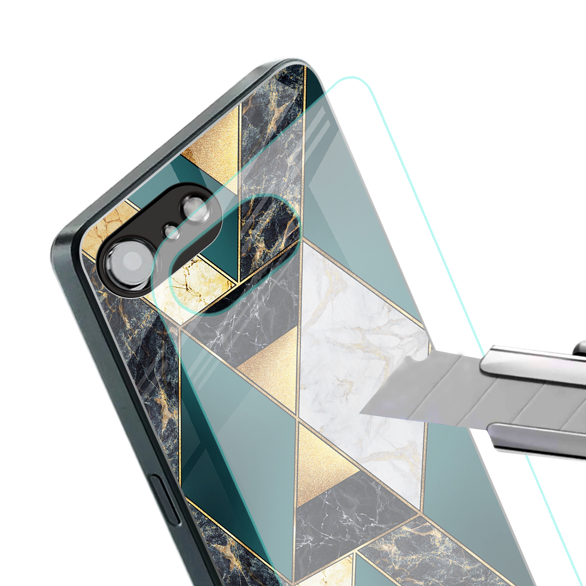 cadmium gold marble back phone cover | glass case for iphone 16e