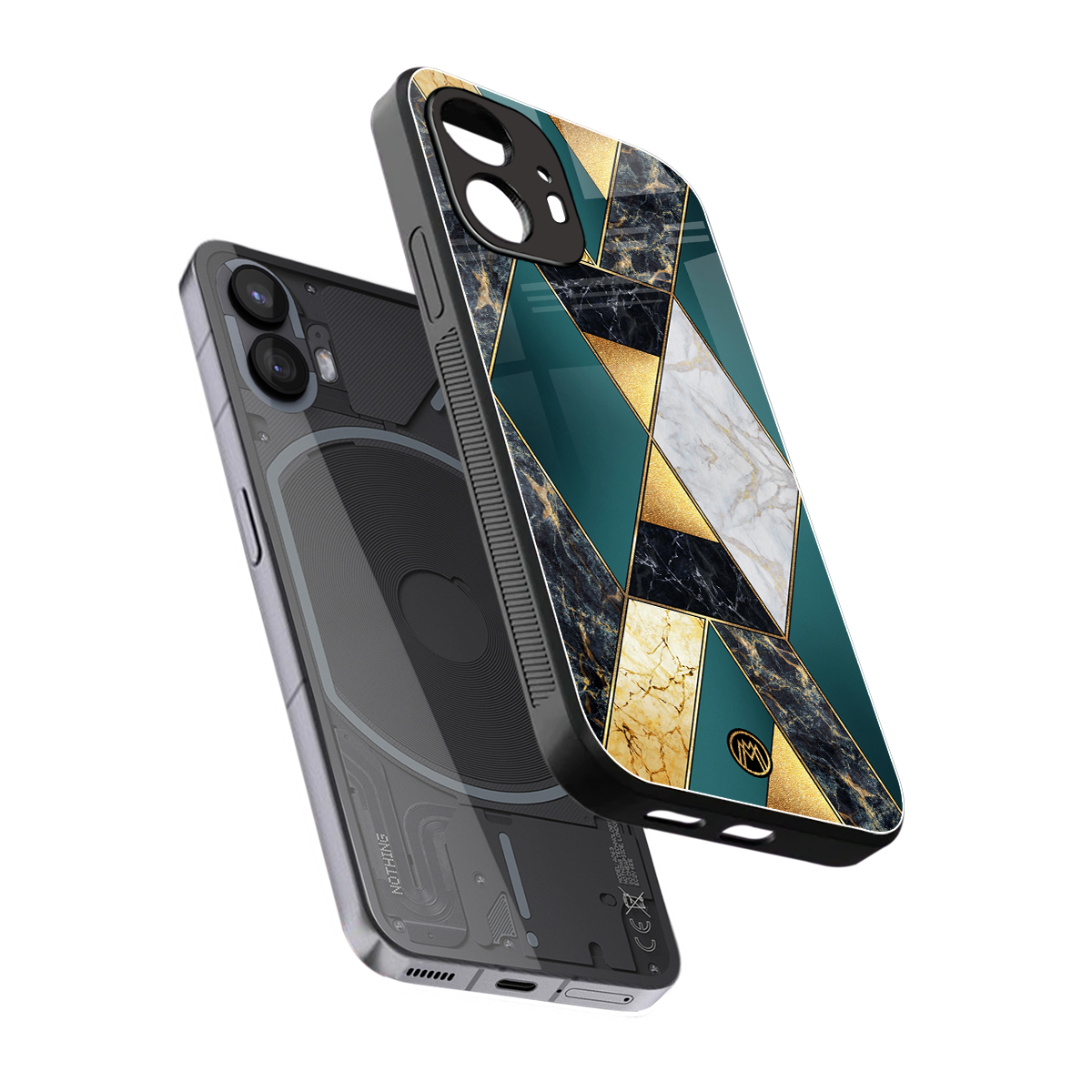 cadmium gold marble back phone cover | glass case for nothing phone 2