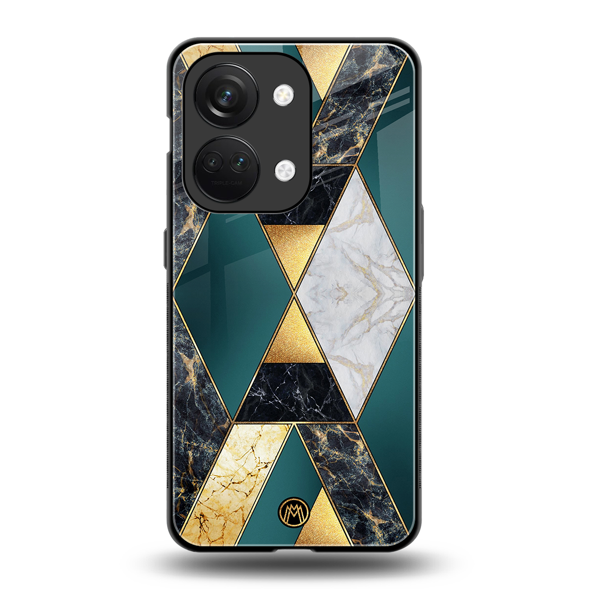 cadmium gold marble back phone cover | glass case for oneplus nord 3