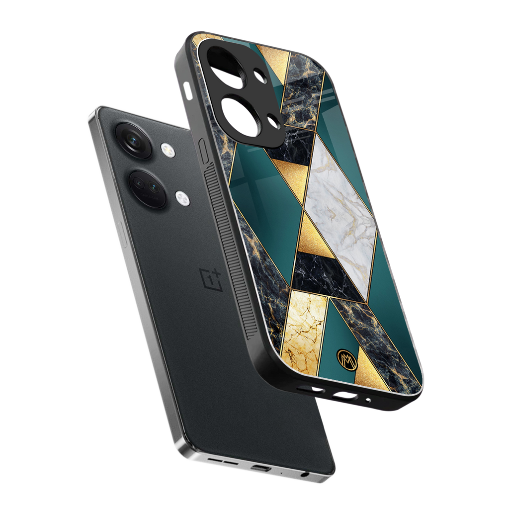 cadmium gold marble back phone cover | glass case for oneplus nord 3