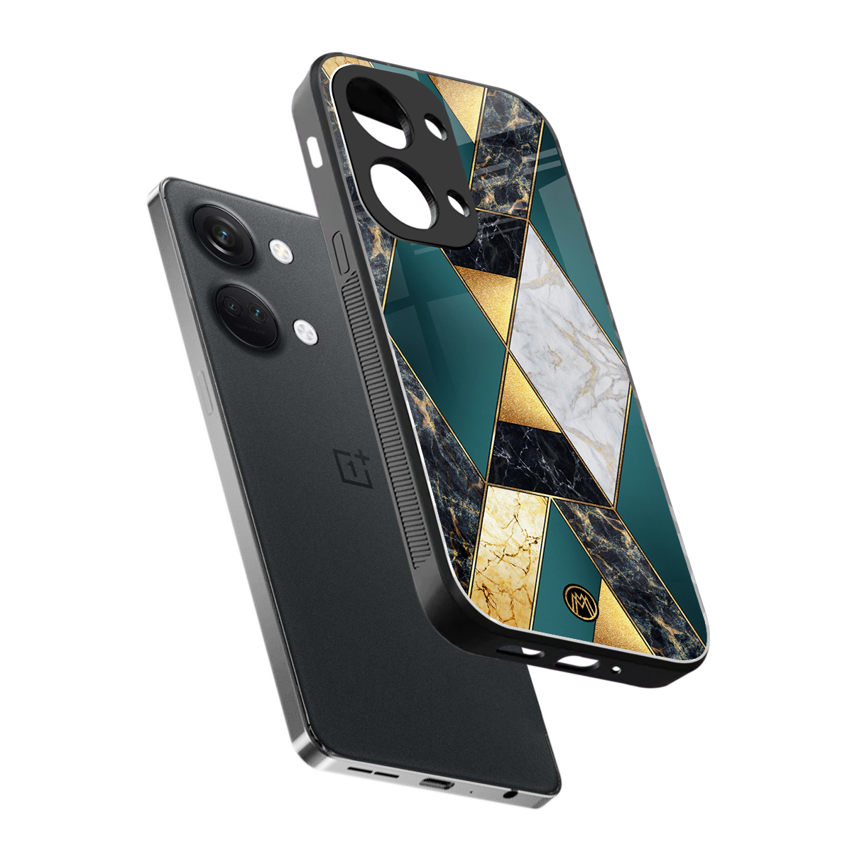 cadmium gold marble back phone cover | glass case for oneplus nord 3