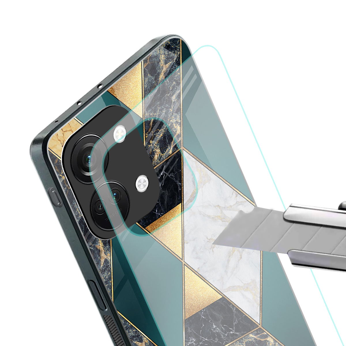 cadmium gold marble back phone cover | glass case for oneplus nord 3
