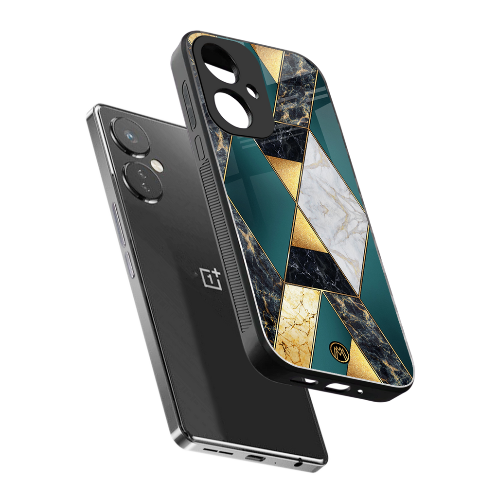 cadmium gold marble back phone cover | glass case for oneplus nord ce 3
