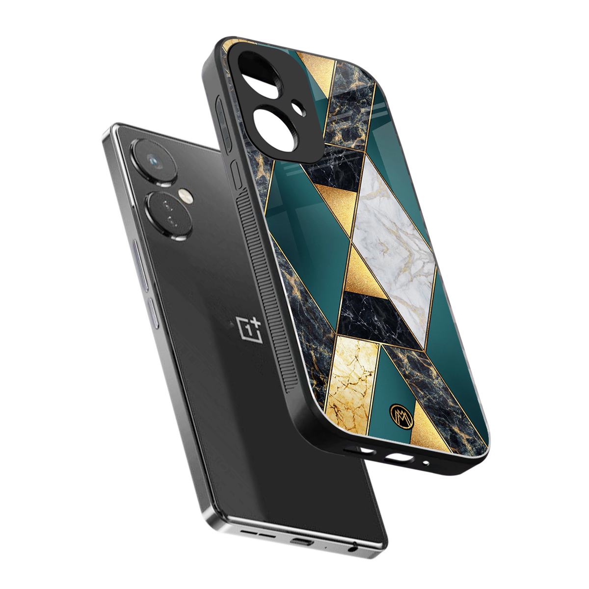 cadmium gold marble back phone cover | glass case for oneplus nord ce 3