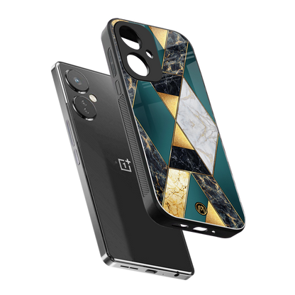 cadmium gold marble back phone cover | glass case for oneplus nord ce 3