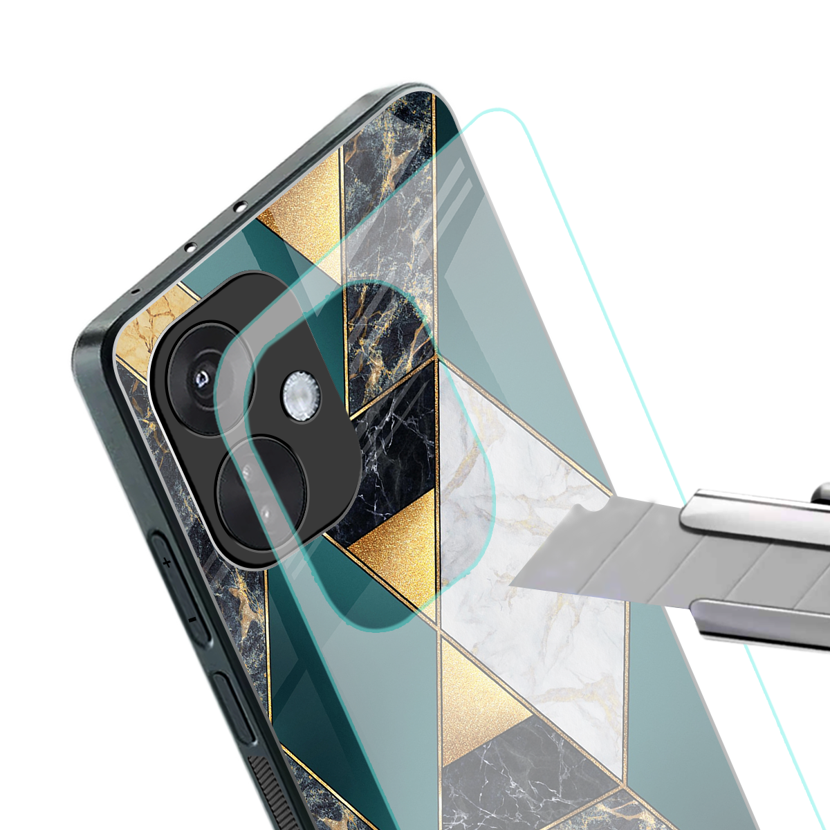 cadmium gold marble back phone cover | glass case for oneplus nord ce 3