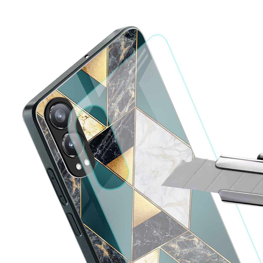 cadmium gold marble back phone cover | glass case for oneplus nord ce 4 lite