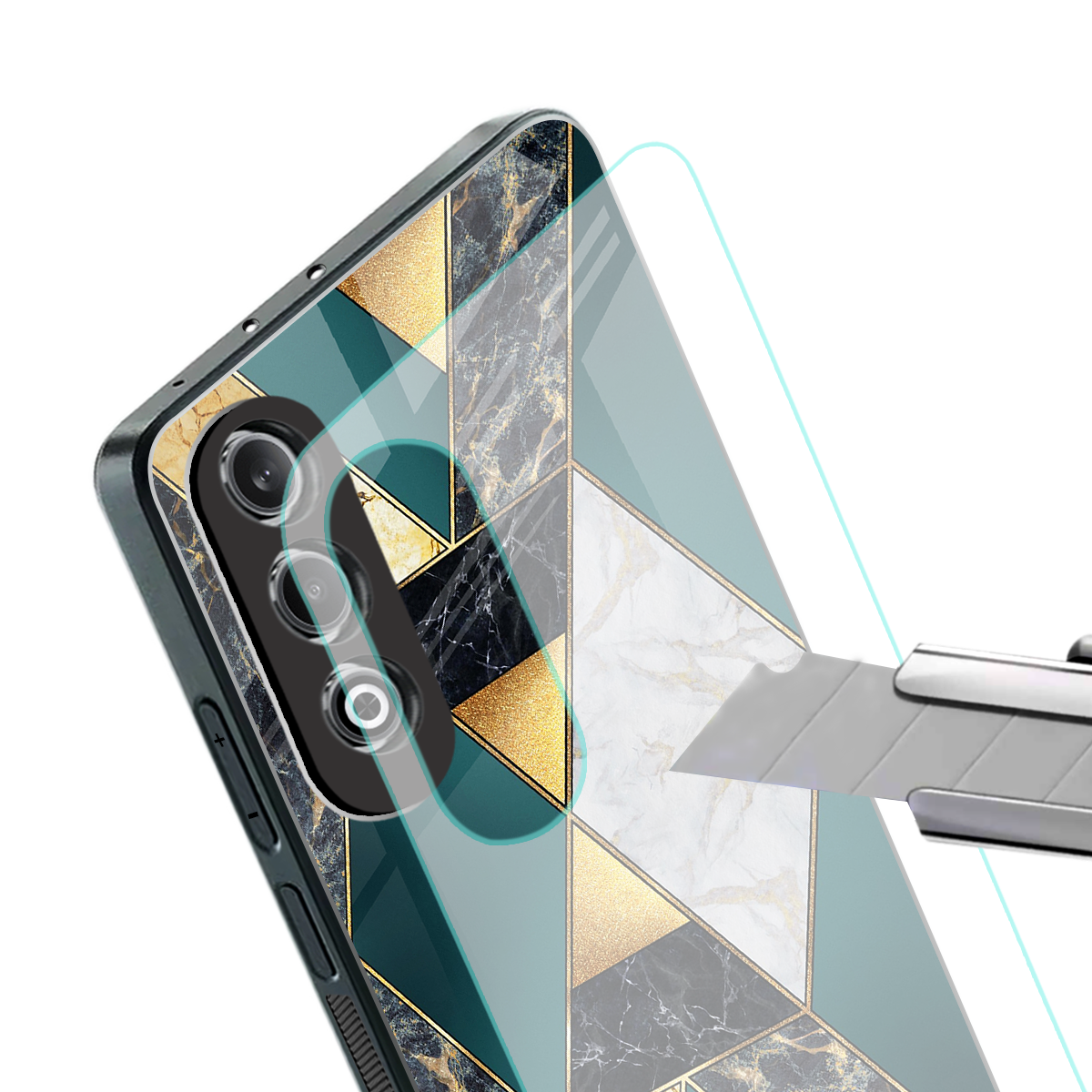 cadmium gold marble back phone cover | glass case for oneplus nord ce 4
