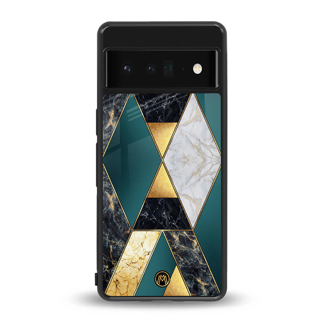 cadmium gold marble back phone cover | glass case for google pixel 6 pro