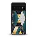 cadmium gold marble back phone cover | glass case for google pixel 6 pro
