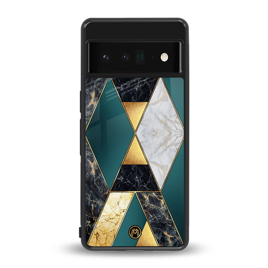 cadmium gold marble back phone cover | glass case for google pixel 6 pro