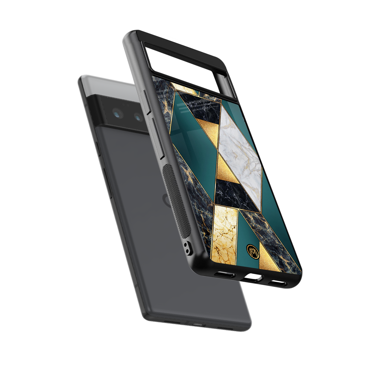 cadmium gold marble back phone cover | glass case for google pixel 6 pro