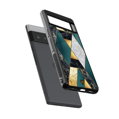 cadmium gold marble back phone cover | glass case for google pixel 6 pro