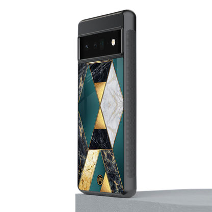 cadmium gold marble back phone cover | glass case for google pixel 6 pro