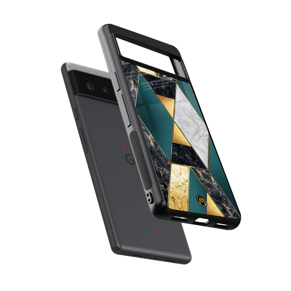 cadmium gold marble back phone cover | glass case for google pixel 6