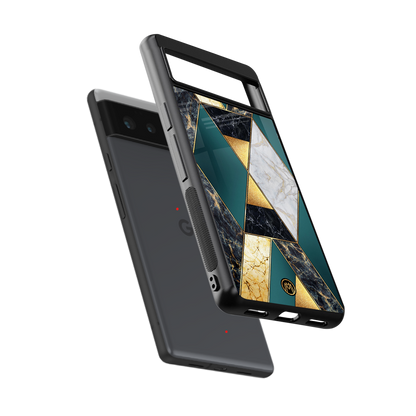 cadmium gold marble back phone cover | glass case for google pixel 6