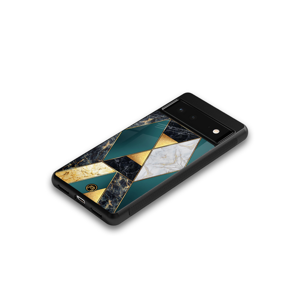 cadmium gold marble back phone cover | glass case for google pixel 6