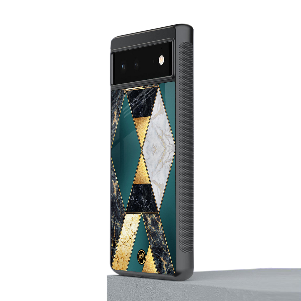cadmium gold marble back phone cover | glass case for google pixel 6