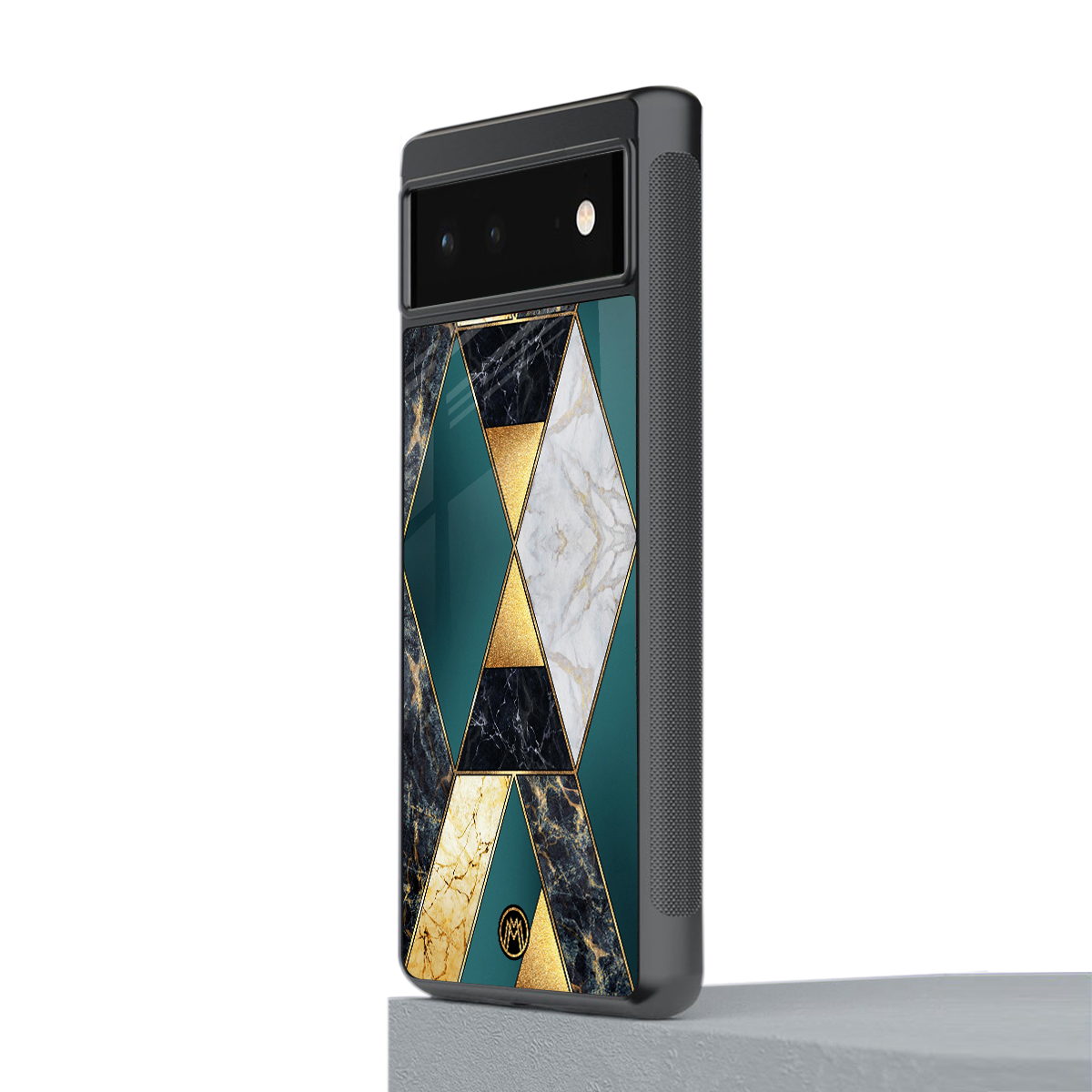 cadmium gold marble back phone cover | glass case for google pixel 6