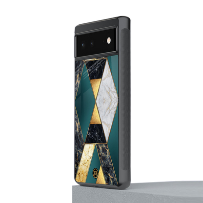 cadmium gold marble back phone cover | glass case for Google Pixel 6A