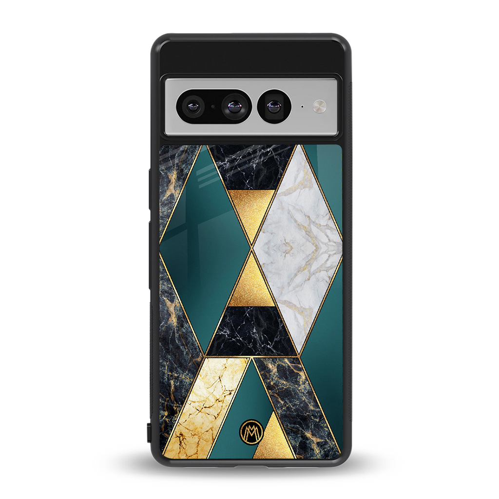 cadmium gold marble back phone cover | glass case for google pixel 7 pro