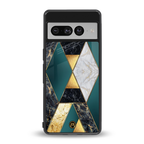 cadmium gold marble back phone cover | glass case for google pixel 7 pro