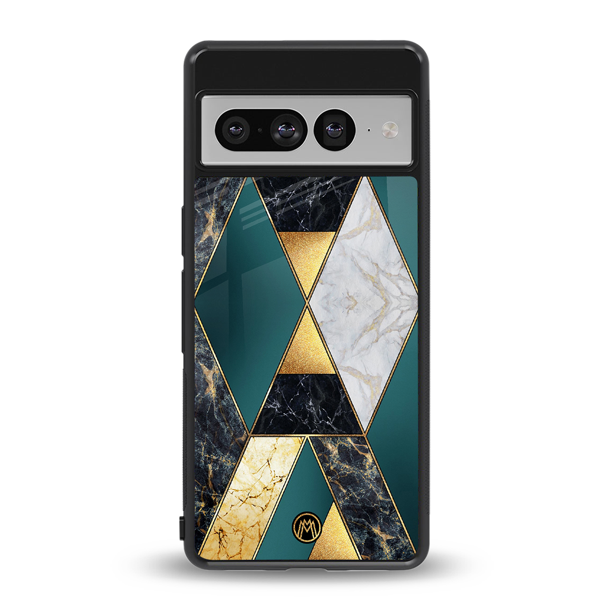 cadmium gold marble back phone cover | glass case for google pixel 7 pro
