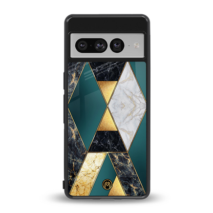 cadmium gold marble back phone cover | glass case for google pixel 7 pro