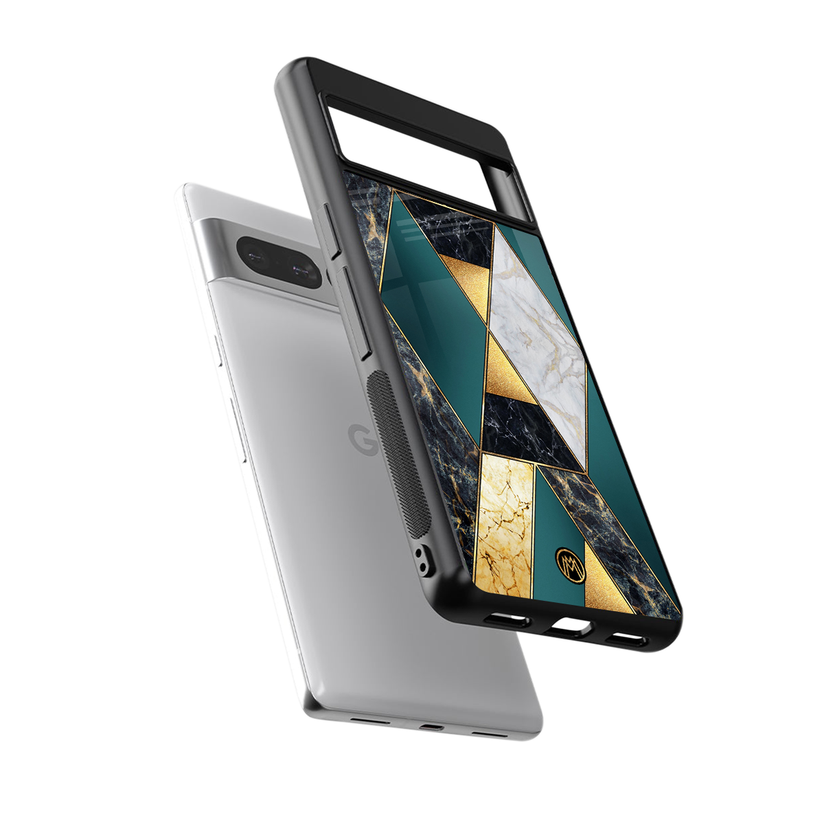 cadmium gold marble back phone cover | glass case for google pixel 7 pro