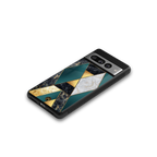 cadmium gold marble back phone cover | glass case for google pixel 7 pro
