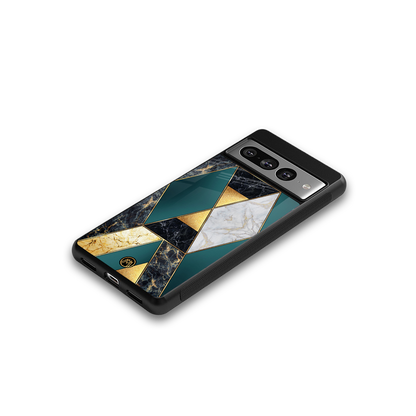 cadmium gold marble back phone cover | glass case for google pixel 7 pro