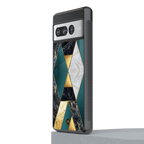 cadmium gold marble back phone cover | glass case for google pixel 7 pro