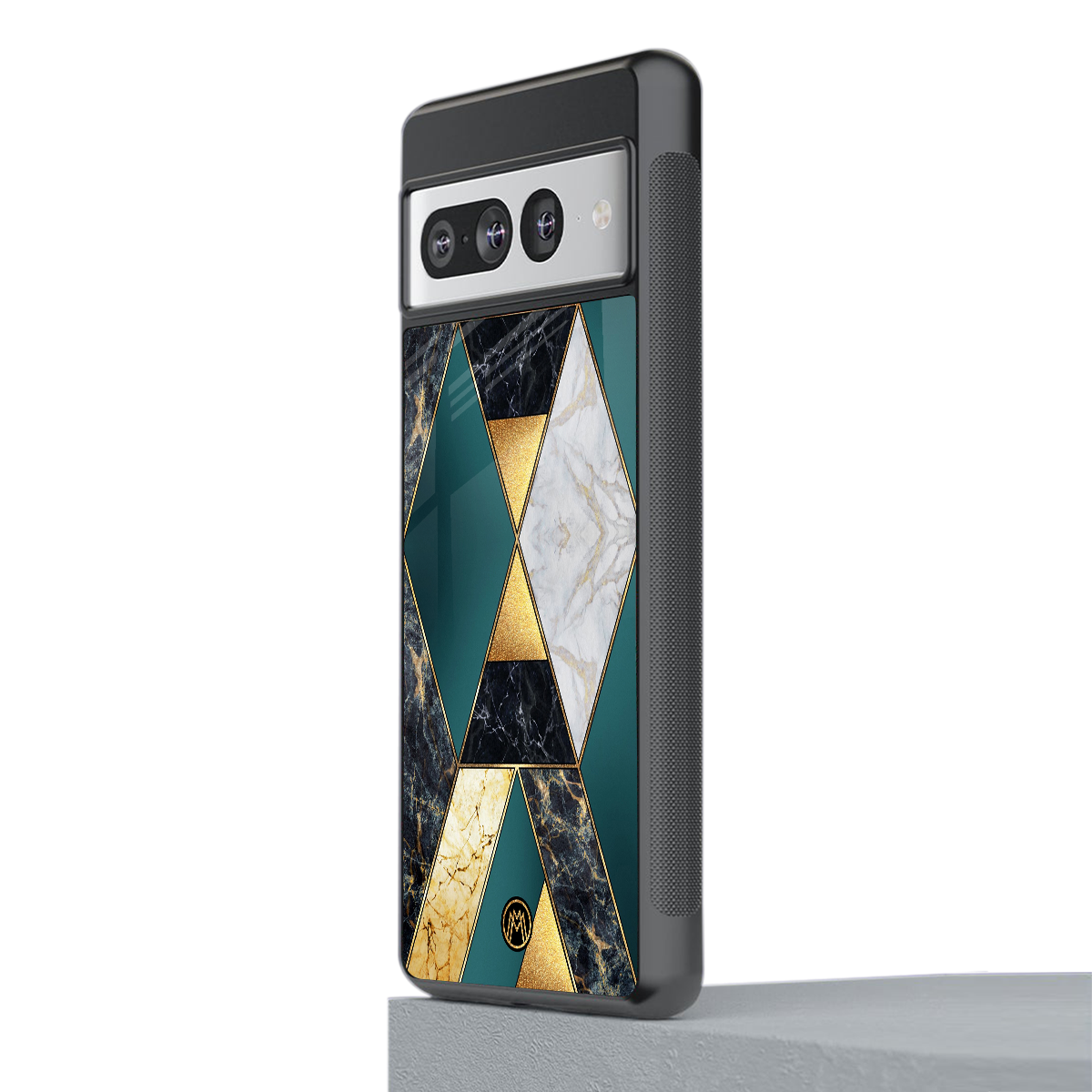 cadmium gold marble back phone cover | glass case for google pixel 7 pro