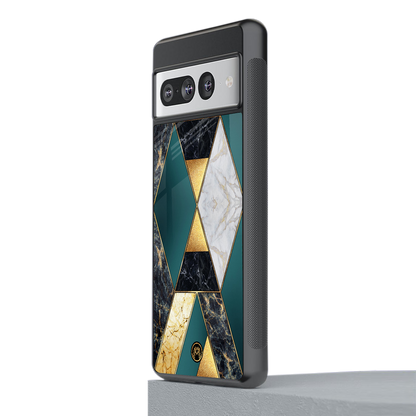 cadmium gold marble back phone cover | glass case for google pixel 7 pro