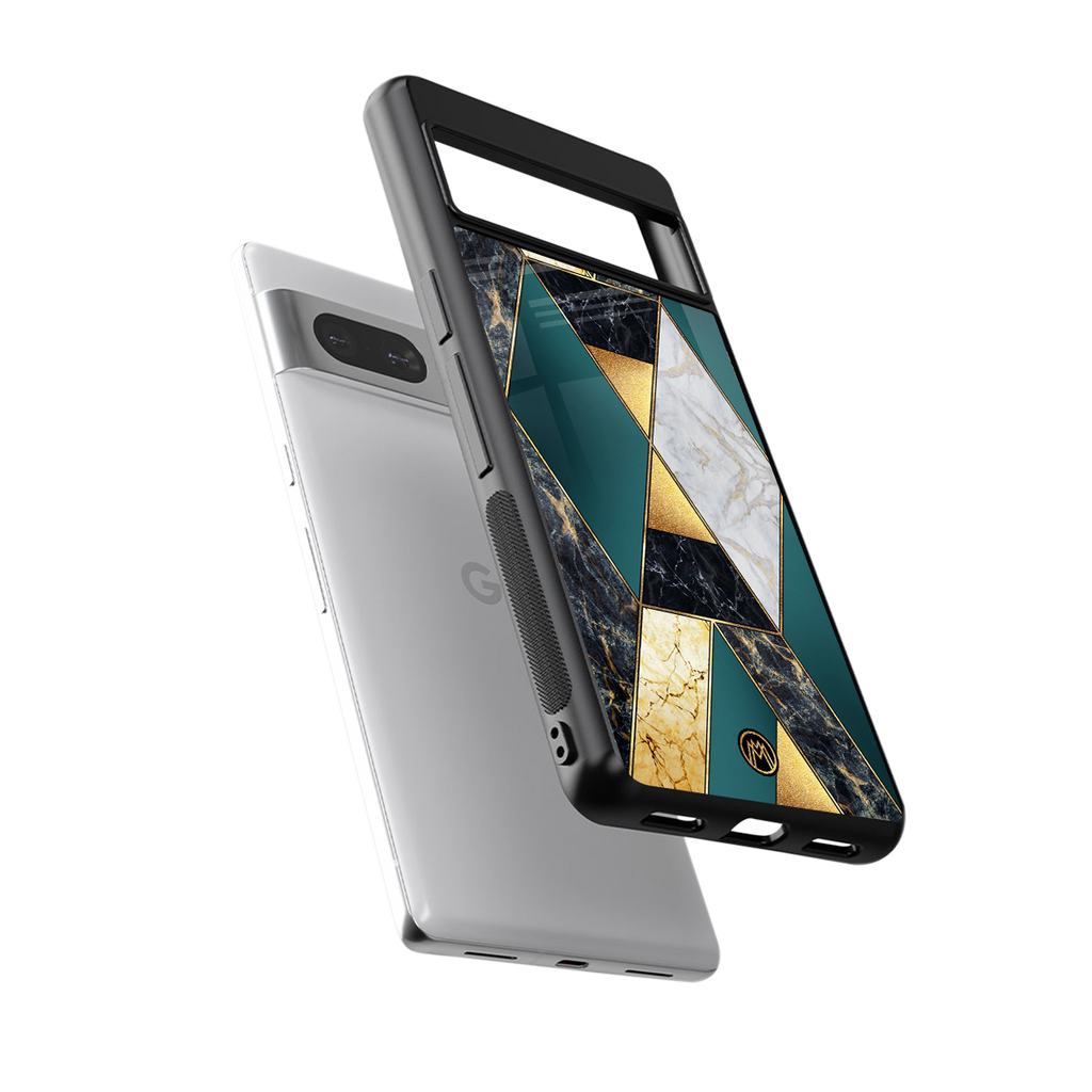 cadmium gold marble back phone cover | glass case for Google Pixel 7