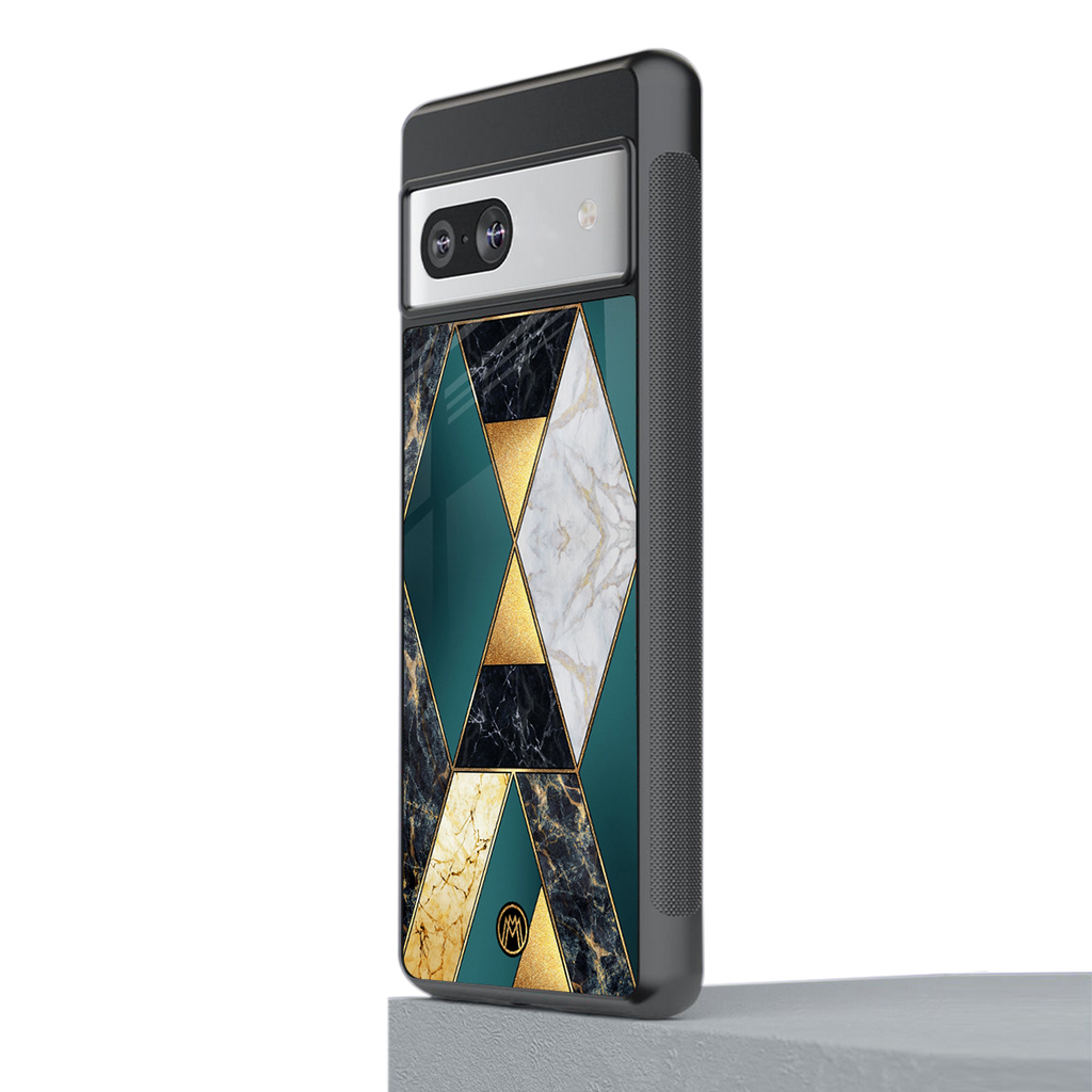 cadmium gold marble back phone cover | glass case for Google Pixel 7