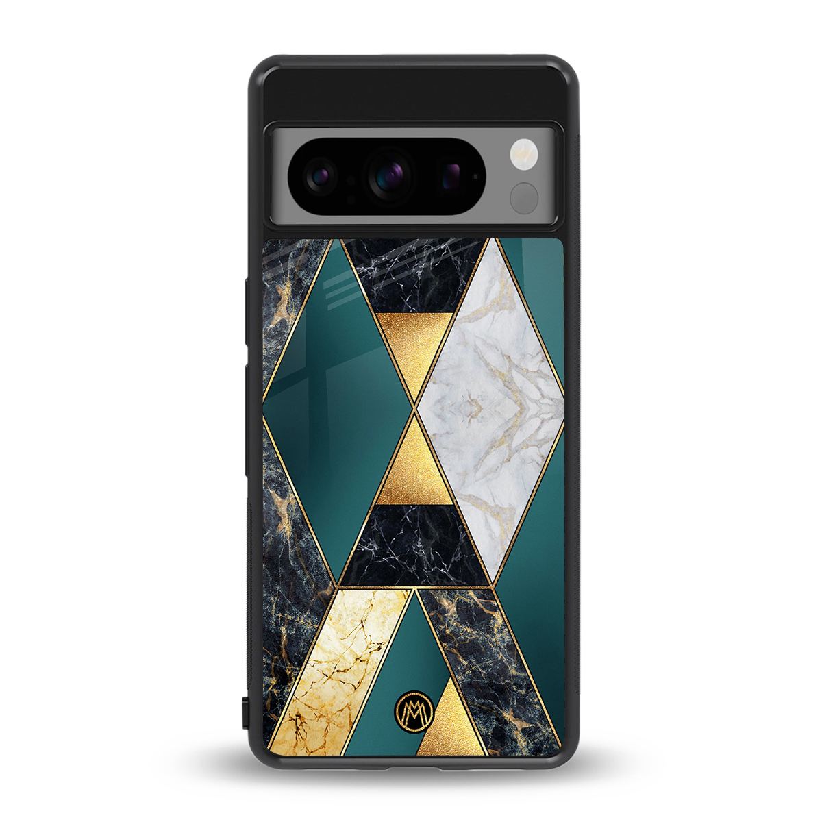 cadmium gold marble back phone cover | glass case for google pixel 8 pro