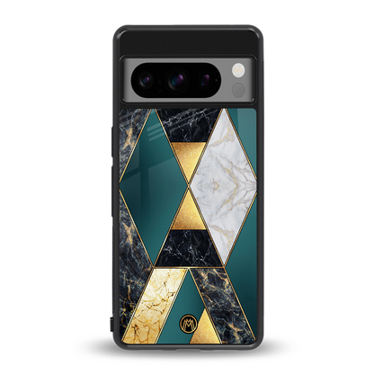 cadmium gold marble back phone cover | glass case for google pixel 8 pro