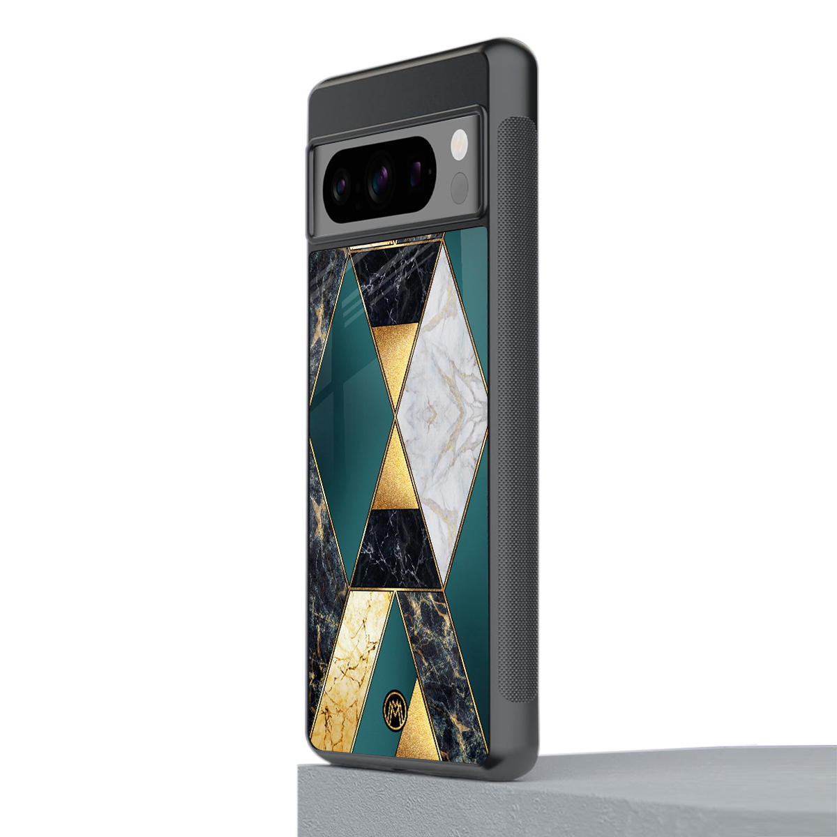 cadmium gold marble back phone cover | glass case for google pixel 8 pro