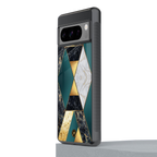 cadmium gold marble back phone cover | glass case for google pixel 8 pro