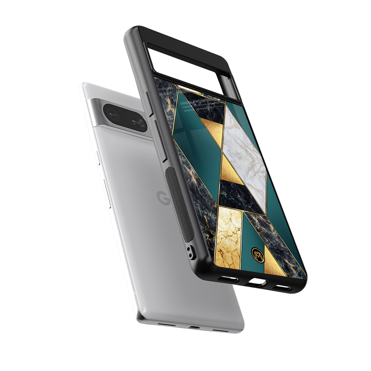 cadmium gold marble back phone cover | glass case for Google Pixel 8