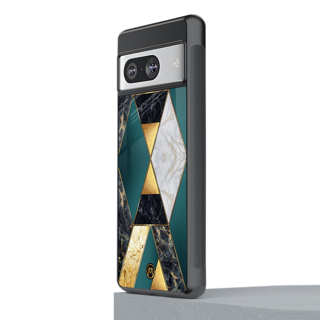 cadmium gold marble back phone cover | glass case for Google Pixel 8