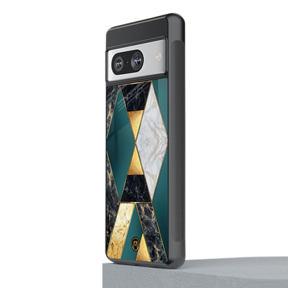 cadmium gold marble back phone cover | glass case for Google Pixel 8