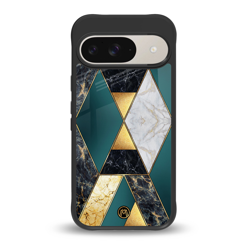 cadmium gold marble back phone cover | glass case for google pixel 9