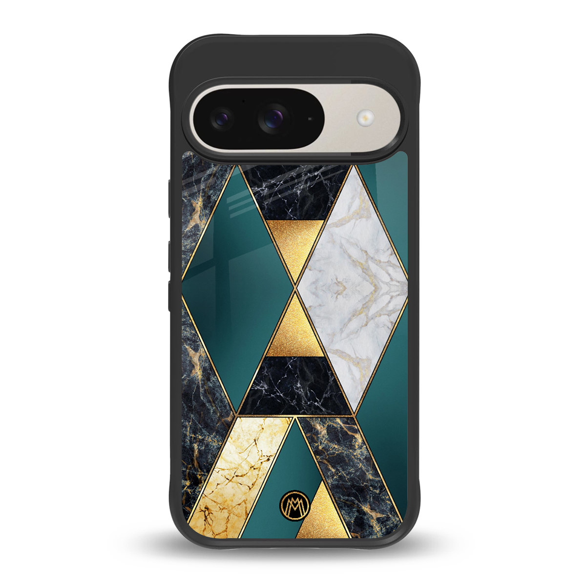 cadmium gold marble back phone cover | glass case for google pixel 9