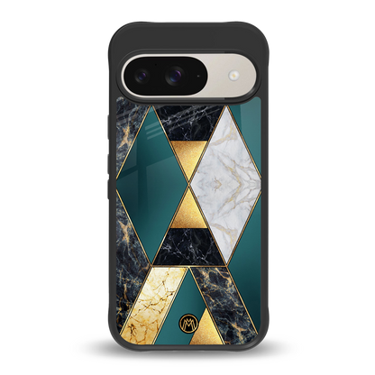 cadmium gold marble back phone cover | glass case for google pixel 9