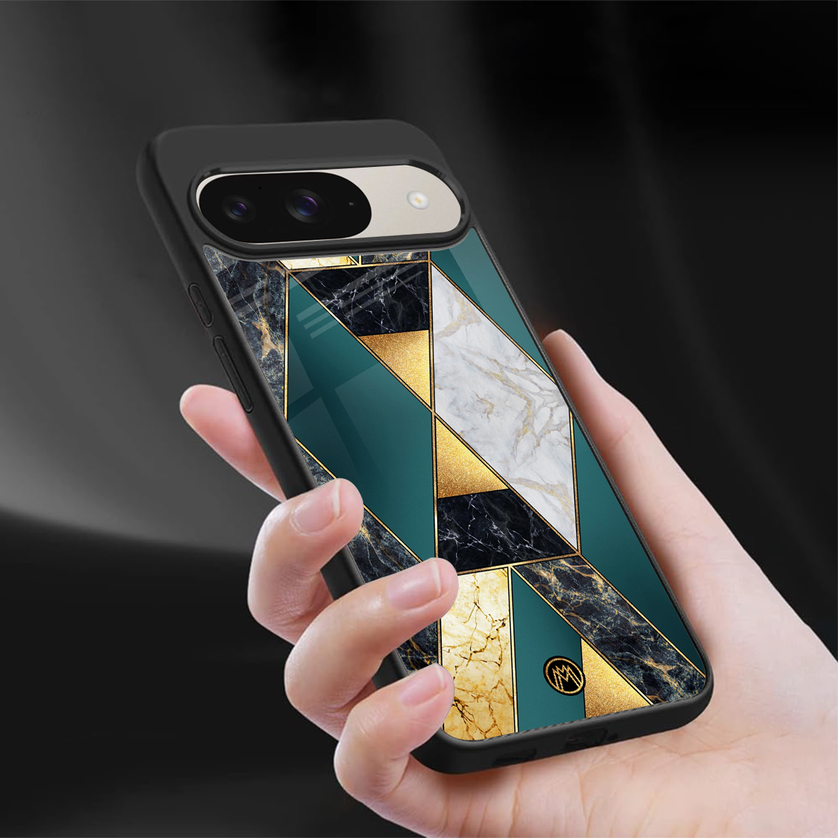 cadmium gold marble back phone cover | glass case for google pixel 9