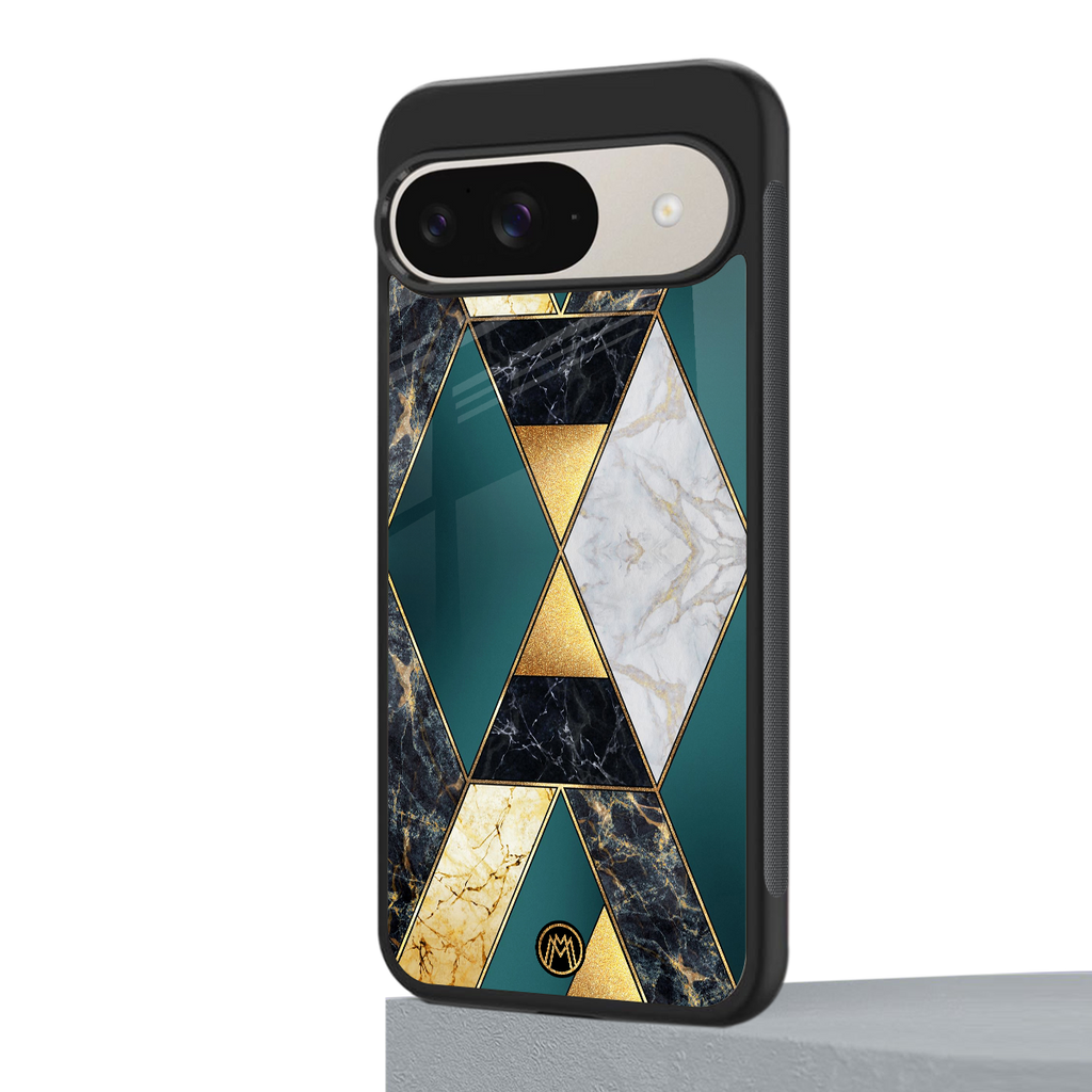 cadmium gold marble back phone cover | glass case for google pixel 9
