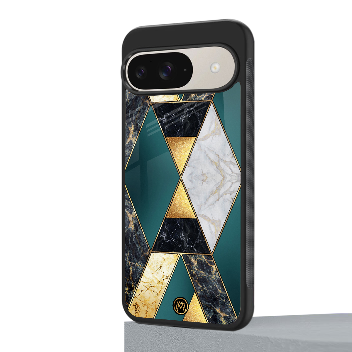 cadmium gold marble back phone cover | glass case for google pixel 9