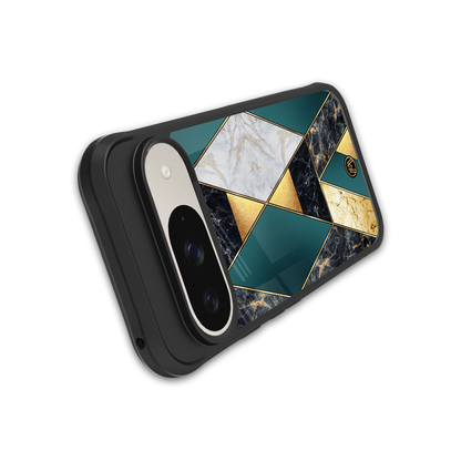 cadmium gold marble back phone cover | glass case for google pixel 9